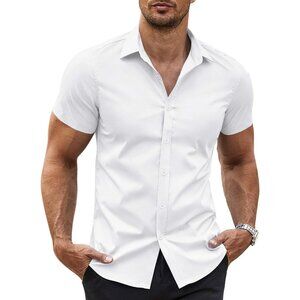 Men's Button Down Shirt Short Sleeve Casual Shirt for Men Summer Business Casual